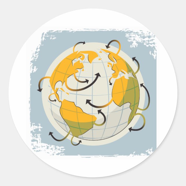 Abstrakt Globe Stickers Runt Klistermärke (Framsida)