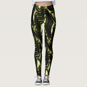 Abstrakt glöda mörkt - grönt främmande mönste leggings