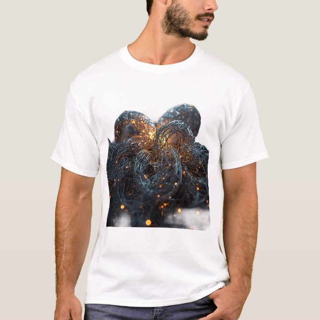 Abstrakt glödande trådmesh-grafiskt t-shirt - Indu (Framsida)