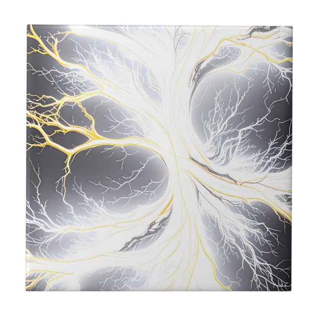Abstrakt Glowing Energy Träd Ceramic Tile Kakelplatta (Framsidan)
