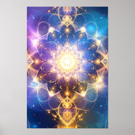Abstrakt Glowing Lotus Mandala Poster