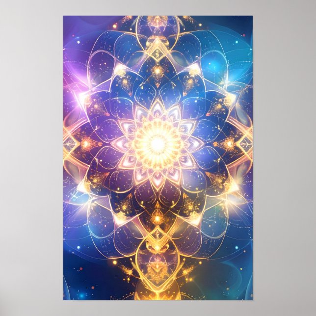 Abstrakt Glowing Lotus Mandala Poster (Framsidan)