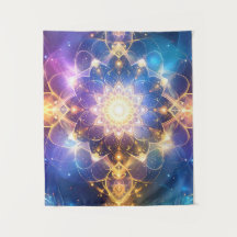 Abstrakt Glowing Lotus Mandala Tapestry