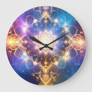 Abstrakt Glowing Mandala Wall Clock Stor Klocka