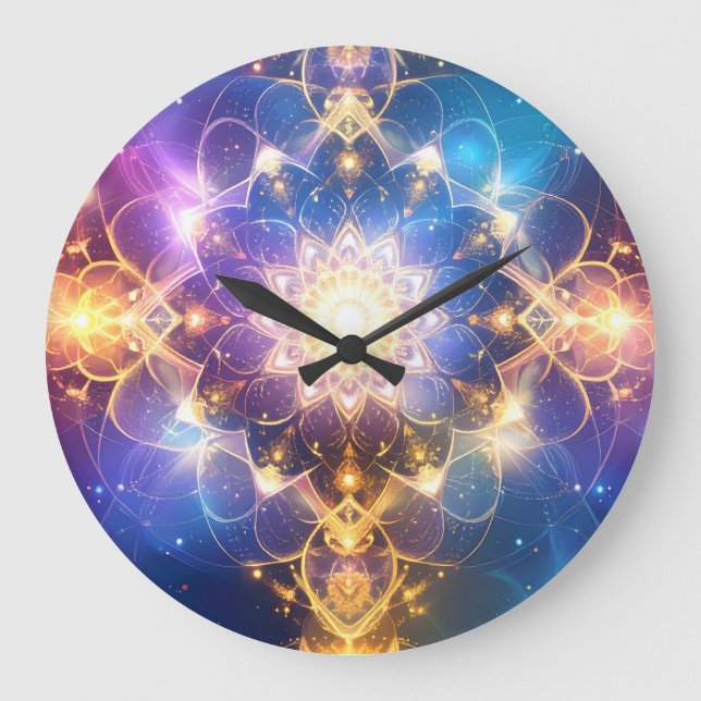 Abstrakt Glowing Mandala Wall Clock Stor Klocka (Framsida)