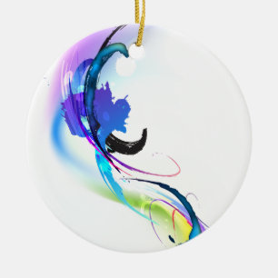 Abstrakt God morgon Glory Paint Splatters Julgransprydnad Keramik