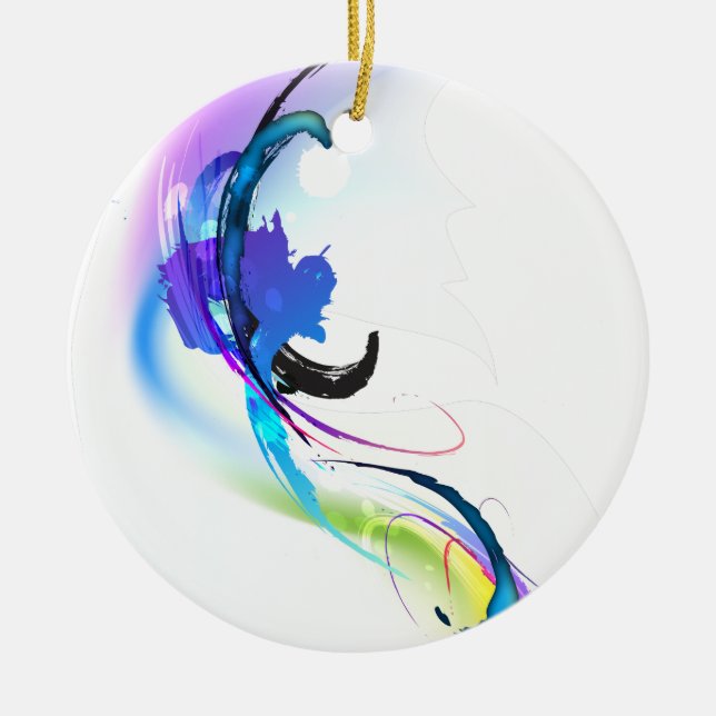 Abstrakt God morgon Glory Paint Splatters Julgransprydnad Keramik (Framsidan)