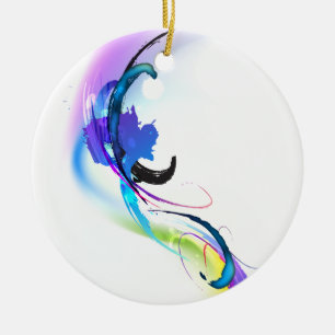 Abstrakt God morgon Glory Paint Splatters Julgransprydnad Keramik
