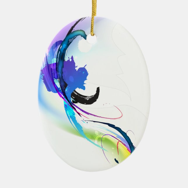 Abstrakt God morgon Glory Paint Splatters Julgransprydnad Keramik (Framsidan)
