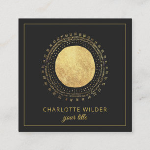Abstrakt Gold Foil Circle Square Black Fyrkantigt Visitkort