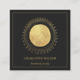Abstrakt Gold Foil Circle Square Black Fyrkantigt Visitkort