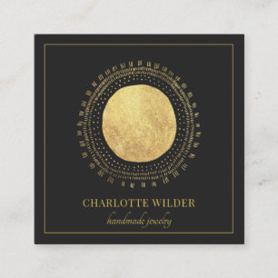 Abstrakt Gold Foil Circle Square Black Fyrkantigt Visitkort