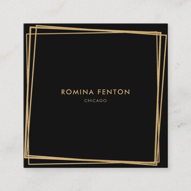 Abstrakt Gold Foil Ramar Modern Professionell Fyrkantigt Visitkort (Framsida)