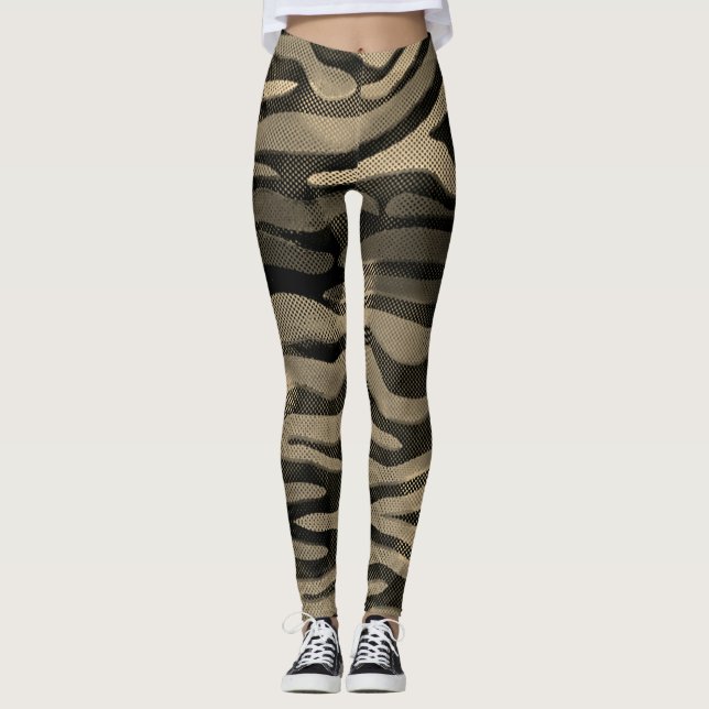 Abstrakt Golden Army Leggings (Framsida)