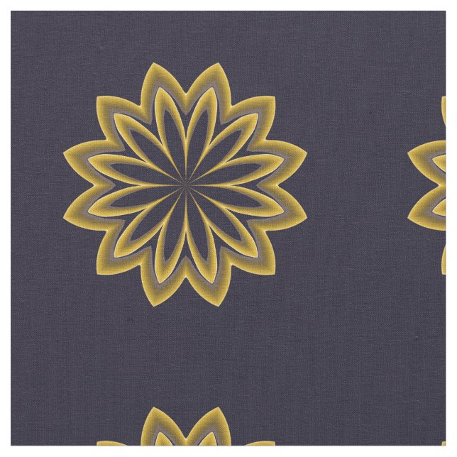 Abstrakt Golden Flower - Fabric Tyg (Närbild)