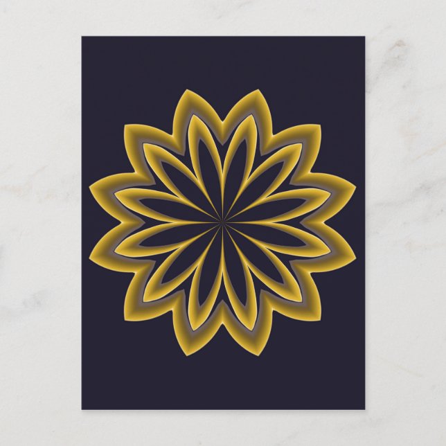 Abstrakt Golden Flower Vykort (Framsida)