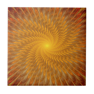 Abstrakt Golden Fractal Ceramic Tile Kakelplatta