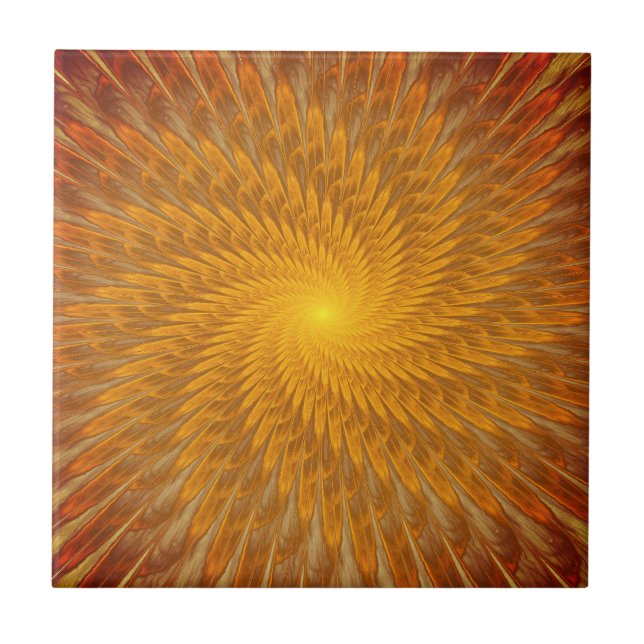 Abstrakt Golden Fractal Ceramic Tile Kakelplatta (Framsidan)