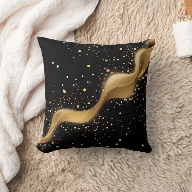 Abstrakt Golden Gnistra och Starry Swirl Kudde (Filt)