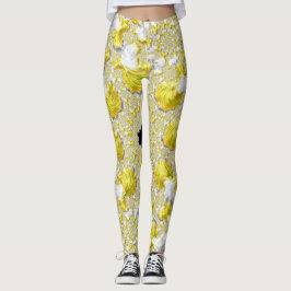 Abstrakt Golden Gult Symmetrical Fractal Leggings