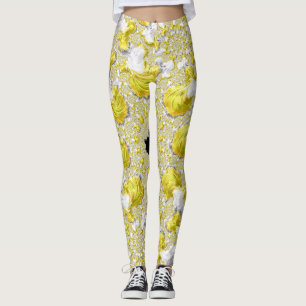 Abstrakt Golden Gult Symmetrical Fractal Leggings