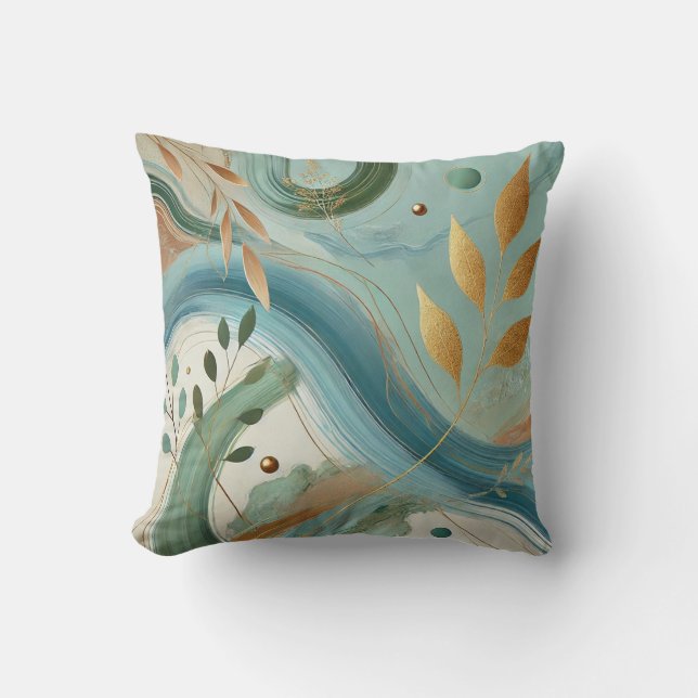 Abstrakt Golden Löv Artwork Stil 9 Kudde (Framsida)