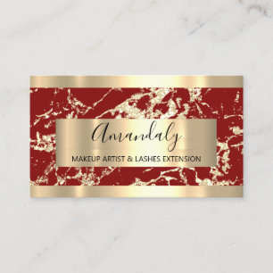 Abstrakt Golden Modern Marble Burgundy Ram  Visitkort