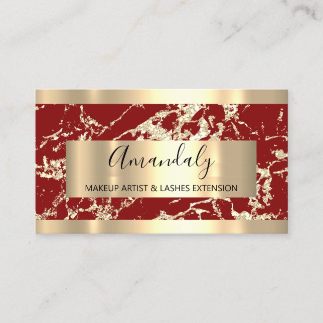 Abstrakt Golden Modern Marble Burgundy Ram Visitkort (Framsida)