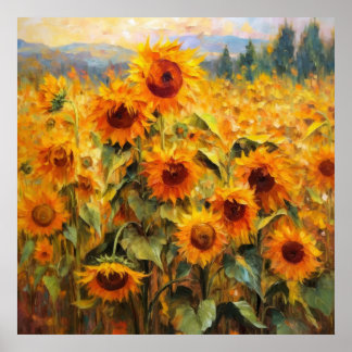 Abstrakt Golden SunblommFamily Fine Fine Art Poster