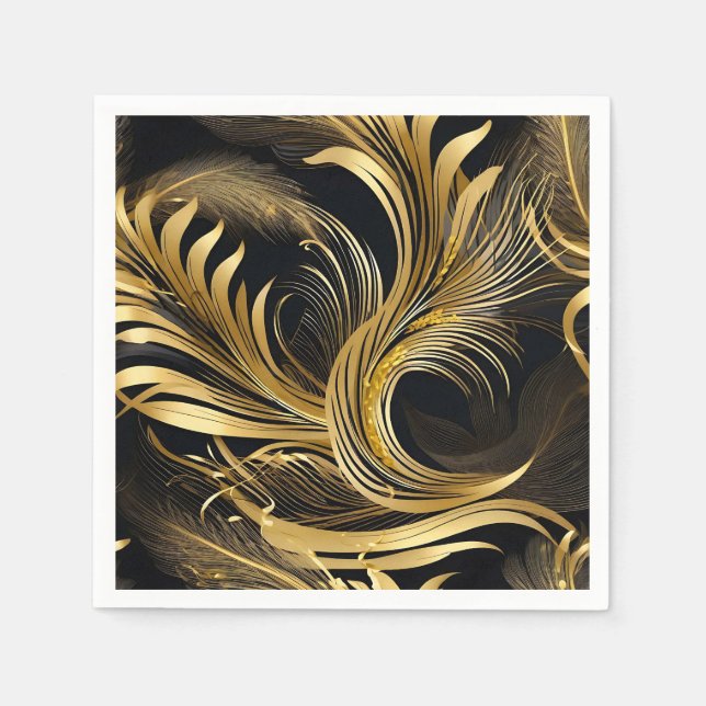 Abstrakt Golden Swirls Pappersservett (Framsidan)