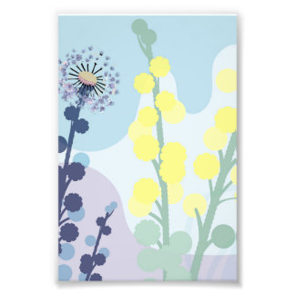 Abstrakt Golden Wattle Modern Acacia Illustrativ Fototryck