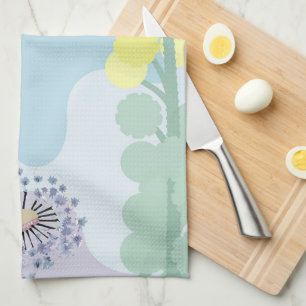 Abstrakt Golden Wattle Modern Acacia Illustrativ Kökshandduk
