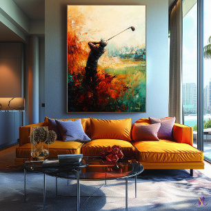 Abstrakt Golf Player Art Canvastryck