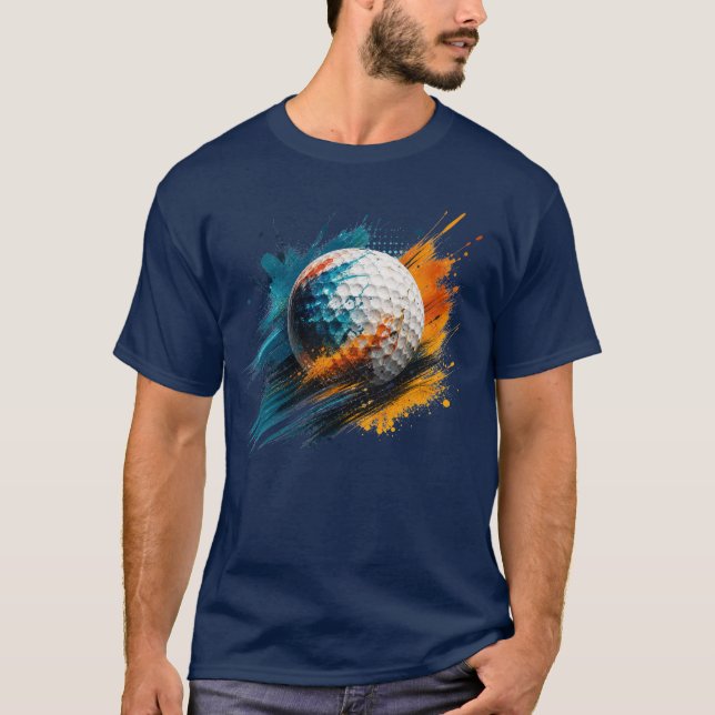 Abstrakt golfboll med färgsprut t shirt (Framsida)