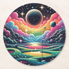 Abstrakt Golfer på Golf Boll Circular Golfing Underlägg Papper Rund