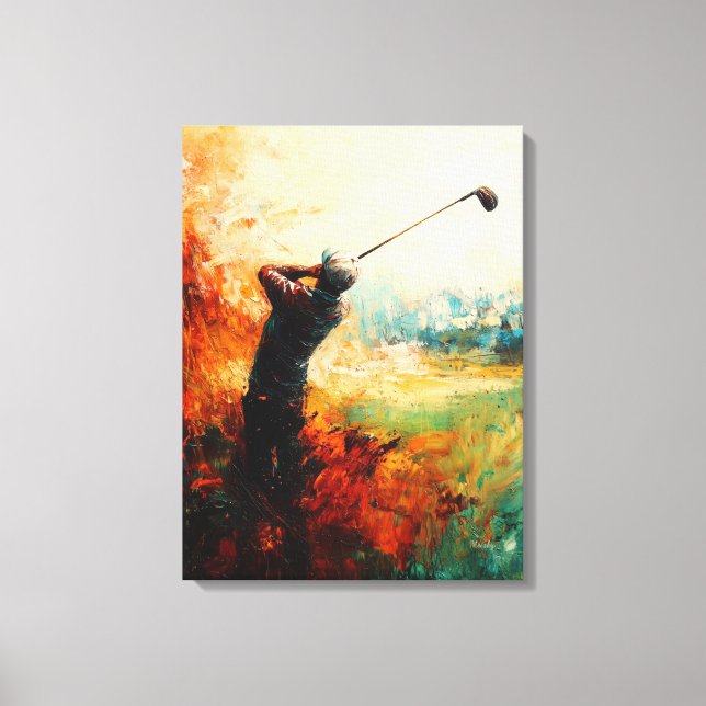 Abstrakt golfspelare konst canvastryck (Framsida)