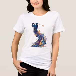 Abstrakt Golfswing   Flytande Bläck Vattenfärgskon T Shirt