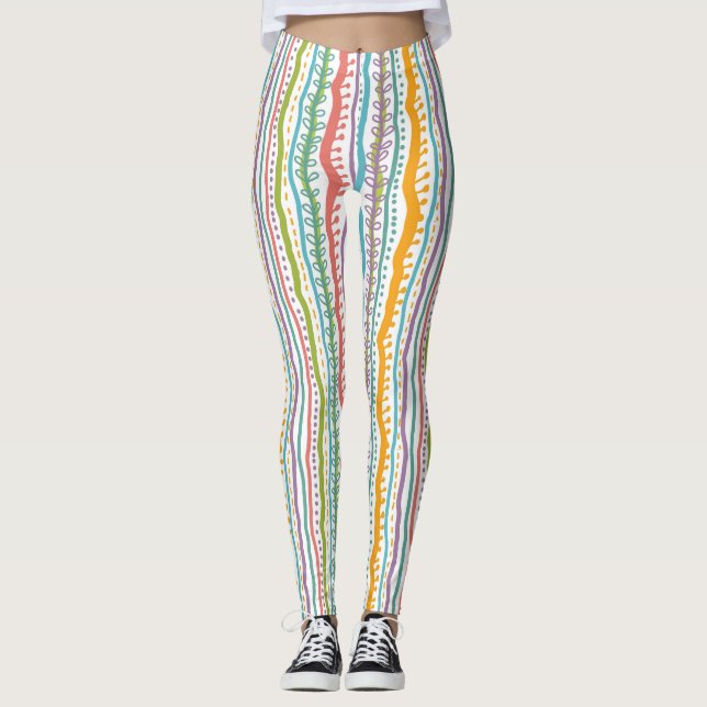 Abstrakt görar randig det vertikala mönster leggings (Framsida)