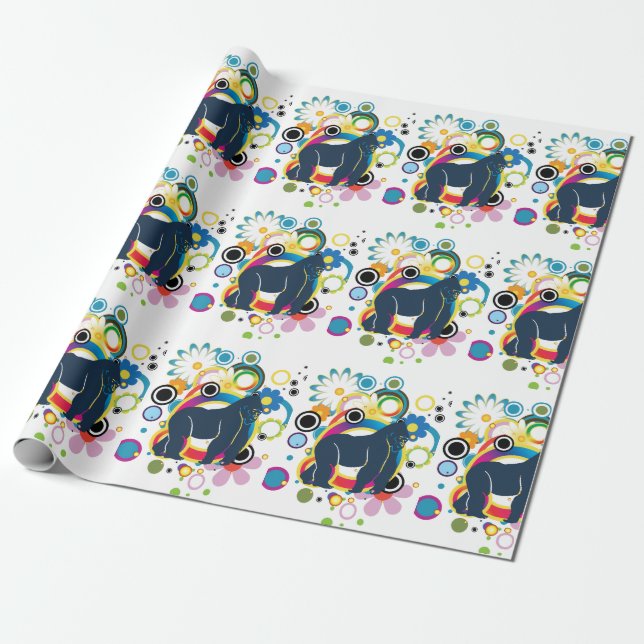 Abstrakt Gorilla Wrapping Papper Presentpapper (Utrullad)
