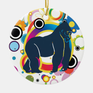 Abstrakt gorillaprydnad julgransprydnad keramik