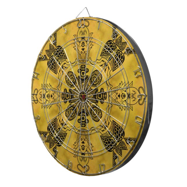 Abstrakt Goth Tribal Line Teckning Upprepa Mönster Darttavla (Högra Framsidan)