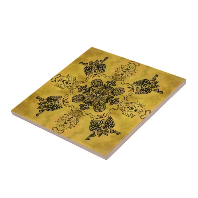 Abstrakt Goth Tribal Line Teckning Upprepa Mönster Kakelplatta (Sidan)