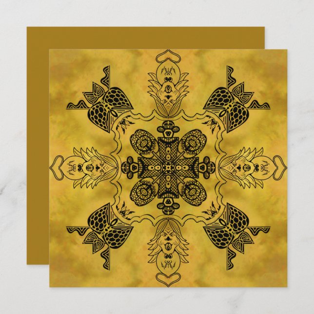 Abstrakt Goth Tribal Line Teckning Upprepa Mönster Kort (Fram/baksida)