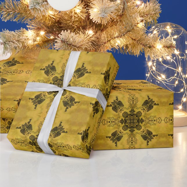 Abstrakt Goth Tribal Line Teckning Upprepa Mönster Presentpapper (Helgdagar)