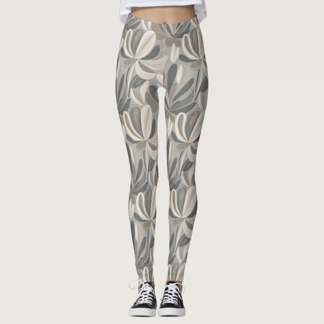 Abstrakt Gouache Blommig Komposition Leggings (Framsida)