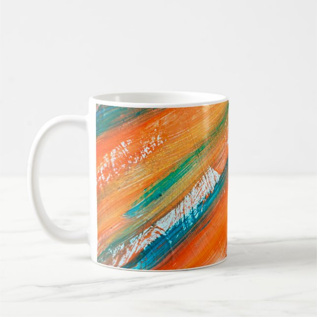 Abstrakt gouache målar olika ljusa färger. kaffemugg (Vänster)