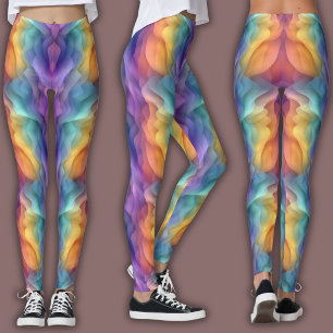 Abstrakt Gradient Mönster Regnbågsvåg Leggings