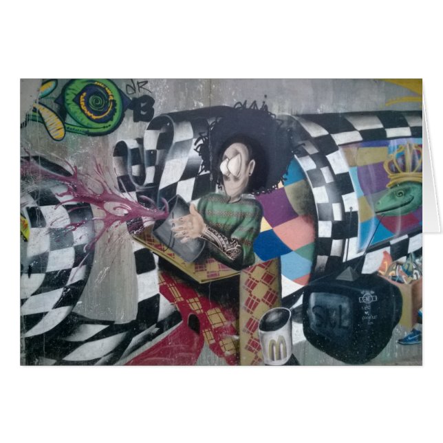 Abstrakt Graffiti Artwork Hälsningskort (Framsidan Horizontal)
