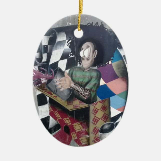 Abstrakt Graffiti Artwork Julgransprydnad Keramik (Framsidan)