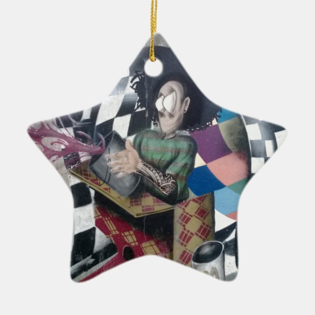 Abstrakt Graffiti Artwork Julgransprydnad Keramik (Framsidan)